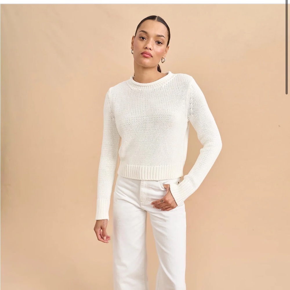 La Ligne Solid Mini Marina Cropped Sweater Ivory XS